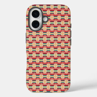 Coques iPhone 16 Pattern mexicain à Beige and Red