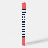 Coques Case-Mate iPhone Pattern Navy blue and white bands Orange (Verso / Droite)