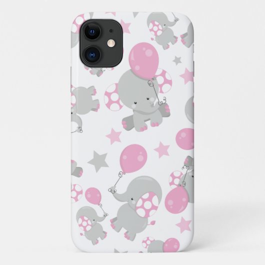 Coques Case-Mate iPhone Pattern of Elephants, Cute Elephants - Pink Gray (Dos)