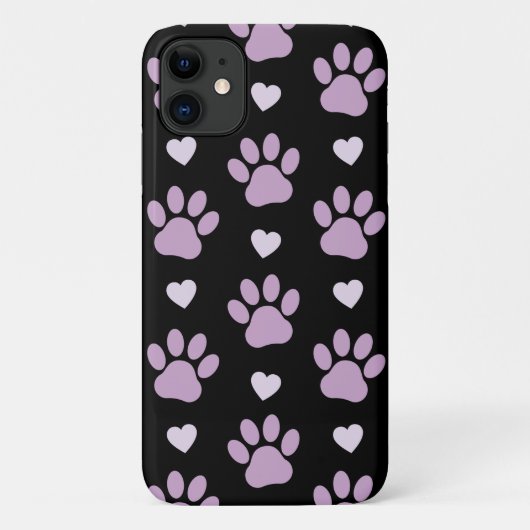 Coques Case-Mate iPhone Pattern of paws, Dog paws, Lilac paws, Hearts (Dos)