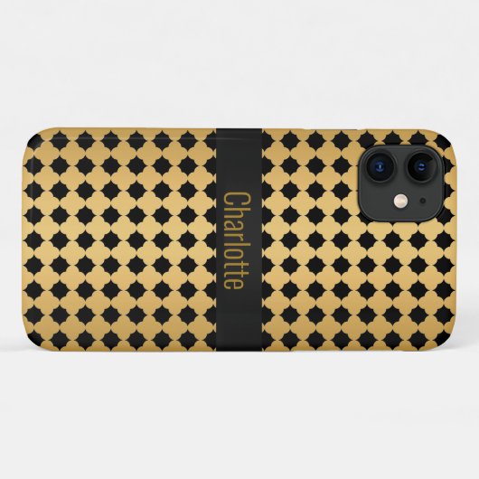 Coques Case-Mate iPhone PATTERNEL NOIR D'OR COUVERT IPHONE personnalisable (Dos (Horizontal))