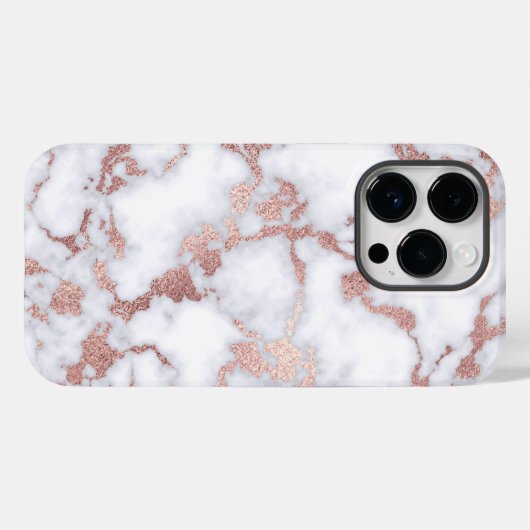 Coques Case-Mate iPhone Patterns de Chic Rose Gold White Marble Stone (Verso (horizontal))