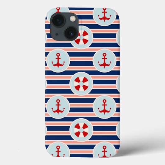 Coques Case-Mate iPhone Patterns de Nautical Stripes and Dots (Verso)