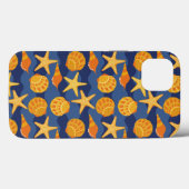 Coques Case-Mate iPhone Patters bleus et orange Seashell (Verso (horizontal))