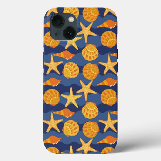 Coques Case-Mate iPhone Patters bleus et orange Seashell (Verso)