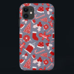 Case-Mate iPhone Case Patters de Christmas<br><div class="desc">Ce motif de Noël mignon et simple est parfait pour l'ambiance festive et amusante. Il présente des illustrations dessinées à la main d'une cheminée enneigée, le stockage, l'ornement, les baies saintes, les feuilles de lierre, le sapin de Noël, le sucre de canne, le casquette de pain d'épice et le Père...</div>