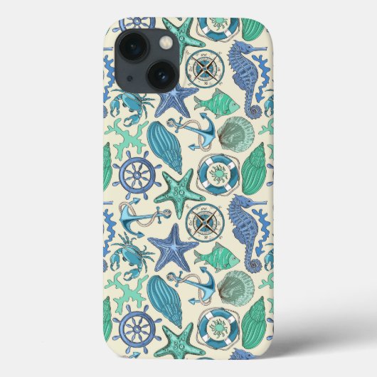 Coques Case-Mate iPhone Patters de Teal Sea Animals (Verso)