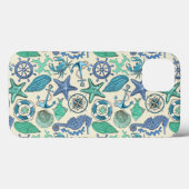 Coques Case-Mate iPhone Patters de Teal Sea Animals (Verso (horizontal))