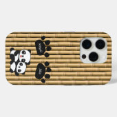 Coques Case-Mate iPhone Pattes de Panda avec Nom sur Bambou (Verso (horizontal))