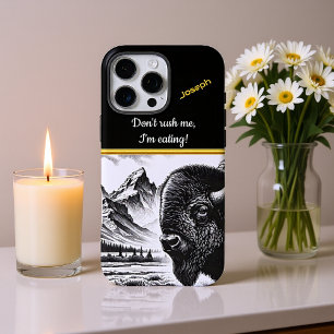 Coques iPhone 16 Pro Max Pâturage du bison par des montagnes accidentées