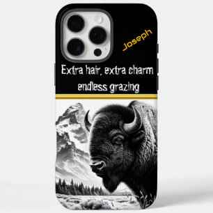 Coques iPhone 16 Pro Max Pâturage majestueux de Buffalo près des montagnes