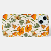 Coques Case-Mate iPhone Pavot de Californie et papillons de nuit sur blanc (Verso (horizontal))