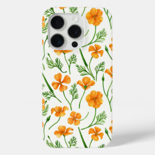Coque iPhone 15 Pro Pavot de Californie, fleurs d'été, orange wil