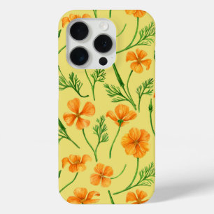 Coque iPhone 15 Pro Pavot de Californie, fleurs d'été, orange wil