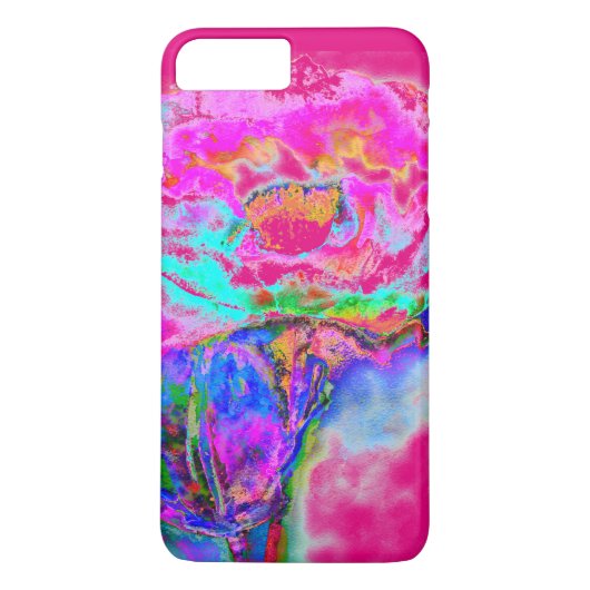 Coques Case-Mate iPhone Pavot rose, aquarelle peinture florale (Dos)