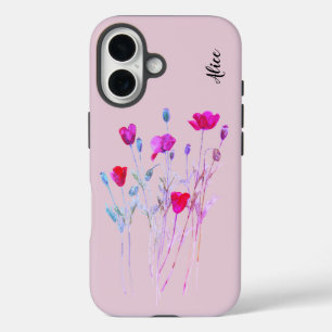 Coques iPhone 16 Pavot rouge prairie estivale, fleurs sauvages