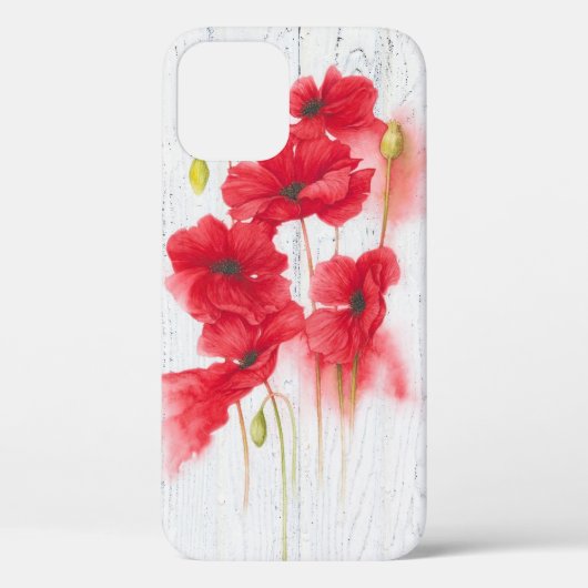 Coques Case-Mate iPhone pavot rouge sur bois blanc (Verso)