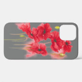 Coques Case-Mate iPhone pavot rouge sur gris (Verso (horizontal))