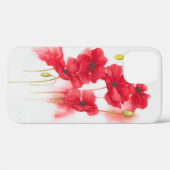 Coques Case-Mate iPhone pavot rouge sur gris moucheté (Verso (horizontal))