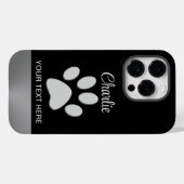 Coques Case-Mate iPhone Paw Chien Argent sur arrière - plan noir (Verso (horizontal))