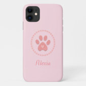 Coques Case-Mate iPhone Paw mignon avec Coeurs sur Rose (Dos)