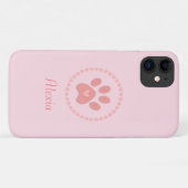 Coques Case-Mate iPhone Paw mignon avec Coeurs sur Rose (Dos (Horizontal))