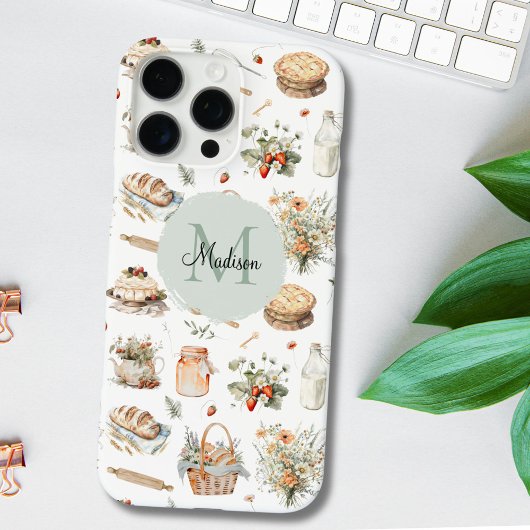 Coques Case-Mate iPhone Pays de la fraise florale fantaisiste monogrammée