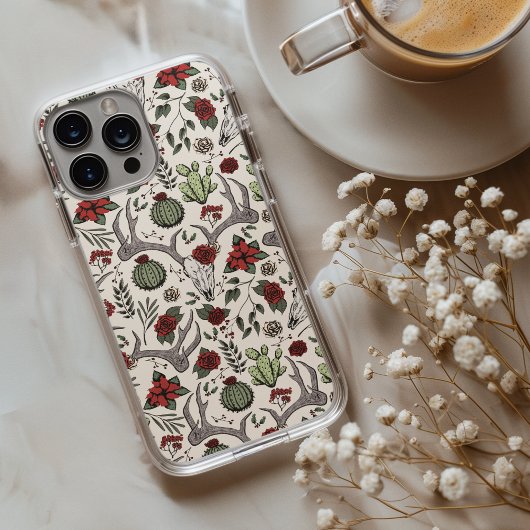Coques Case-Mate iPhone Pays Ouest Noël Floral Cerf Tête Crâne