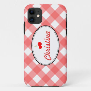 Coques Pour iPhone Pays rouge en vichy motif cerise douce coutume