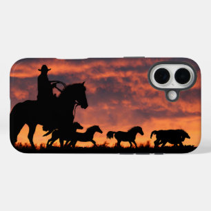 Coques iPhone 16 Plus Pays Western Cowboy Roundup Chevaux sauvages