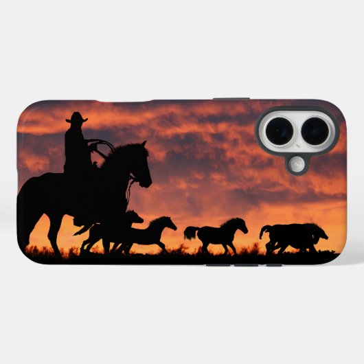 Coques Case-Mate iPhone Pays Western Cowboy Roundup Chevaux sauvages (Verso (horizontal))