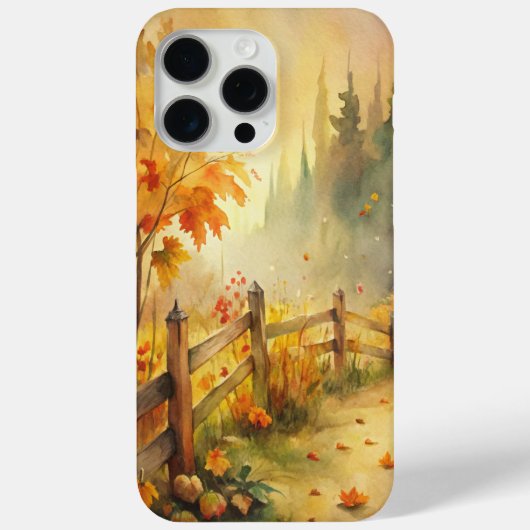Coques Case-Mate iPhone Paysage automnal rustique à l'aquarelle (Verso)