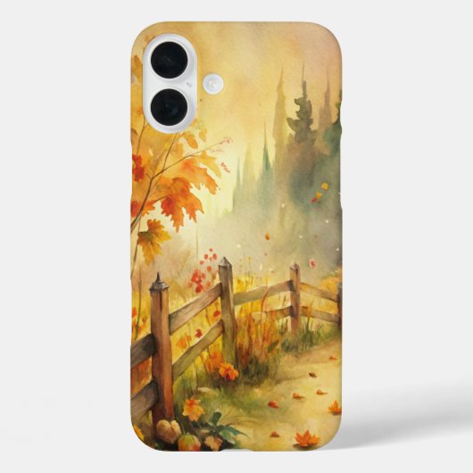 Coques Case-Mate iPhone Paysage automnal rustique à l'aquarelle (Verso)