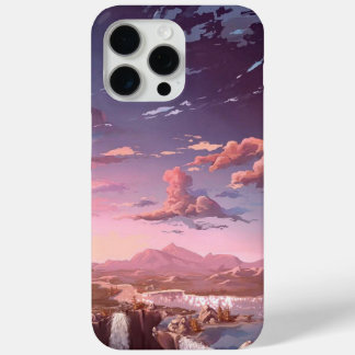 Coque iPhone 15 Pro Max Paysage de coucher de soleil esthétique Anime avec