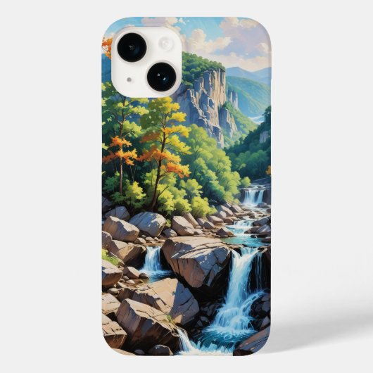Coques Case-Mate iPhone Paysage de la cascade de Serene Mountain (Verso)