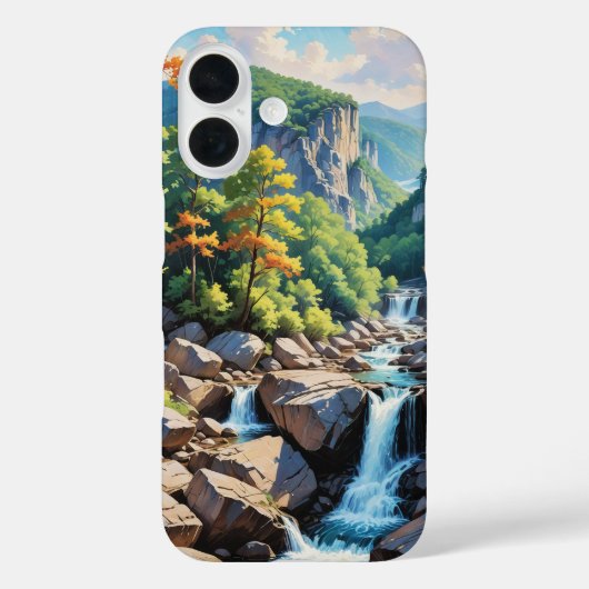 Coques Case-Mate iPhone Paysage de la cascade de Serene Mountain (Verso)