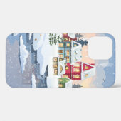 Coques Case-Mate iPhone Paysage de Noël d'hiver avec maison enneigée (Verso (horizontal))