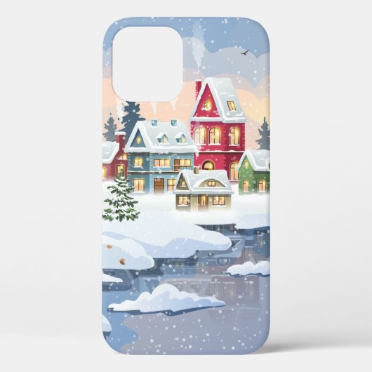 Coques Case-Mate iPhone Paysage de Noël d'hiver avec maison enneigée (Verso)