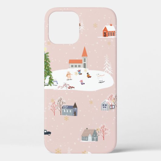 Coques Case-Mate iPhone Paysage de Noël mignon et motif en t (Verso)