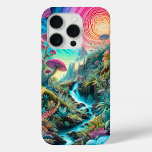 Coque iPhone 15 Pro Paysage de rêves psychédéliques enchantés