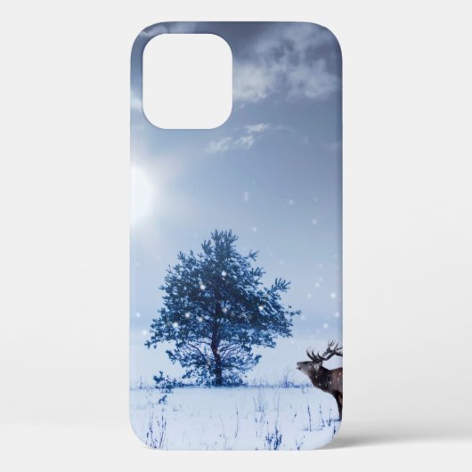 Coques Case-Mate iPhone Paysage d'hiver de couleur bleue. Arbre solitaire (Verso)