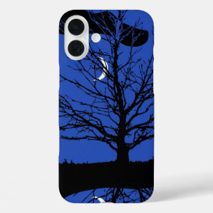 iPhone 16 Plus Case Paysage lunaire en bleu et noir de Cobalt