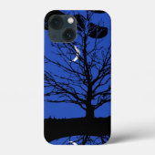 Coques Case-Mate iPhone Paysage lunaire en bleu et noir de Cobalt (Verso)