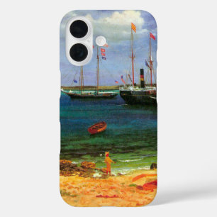 Coques iPhone 16 Paysage marin vintage, port de Nassau par Bierstad