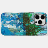 Coques Case-Mate iPhone Paysage Texturé Abstrait Bleu et Vert (Verso (horizontal))