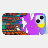 Coques Case-Mate iPhone Paysage Urbain de Coucher de Soleil Vibrant Pop Ar (Verso (horizontal))