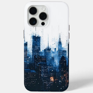 Coque iPhone 15 Pro Max Paysage urbain moderne bleu