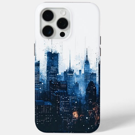 Coques Case-Mate iPhone Paysage urbain moderne bleu (Verso)