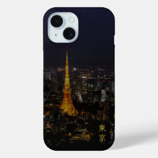 Coque Pour iPhone 15 Paysage urbain nocturne de Tokyo Kanji japonais