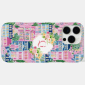 Coques Case-Mate iPhone Paysage Urbain Rose Élégant | Monogramme Initial F (Verso (horizontal))